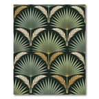 Green Palm Frond Feather Arrangement Rug