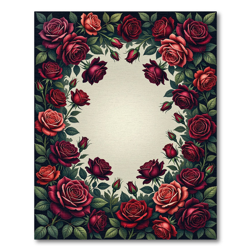 Romantic Crimson Rose Floral Bouquet Rug