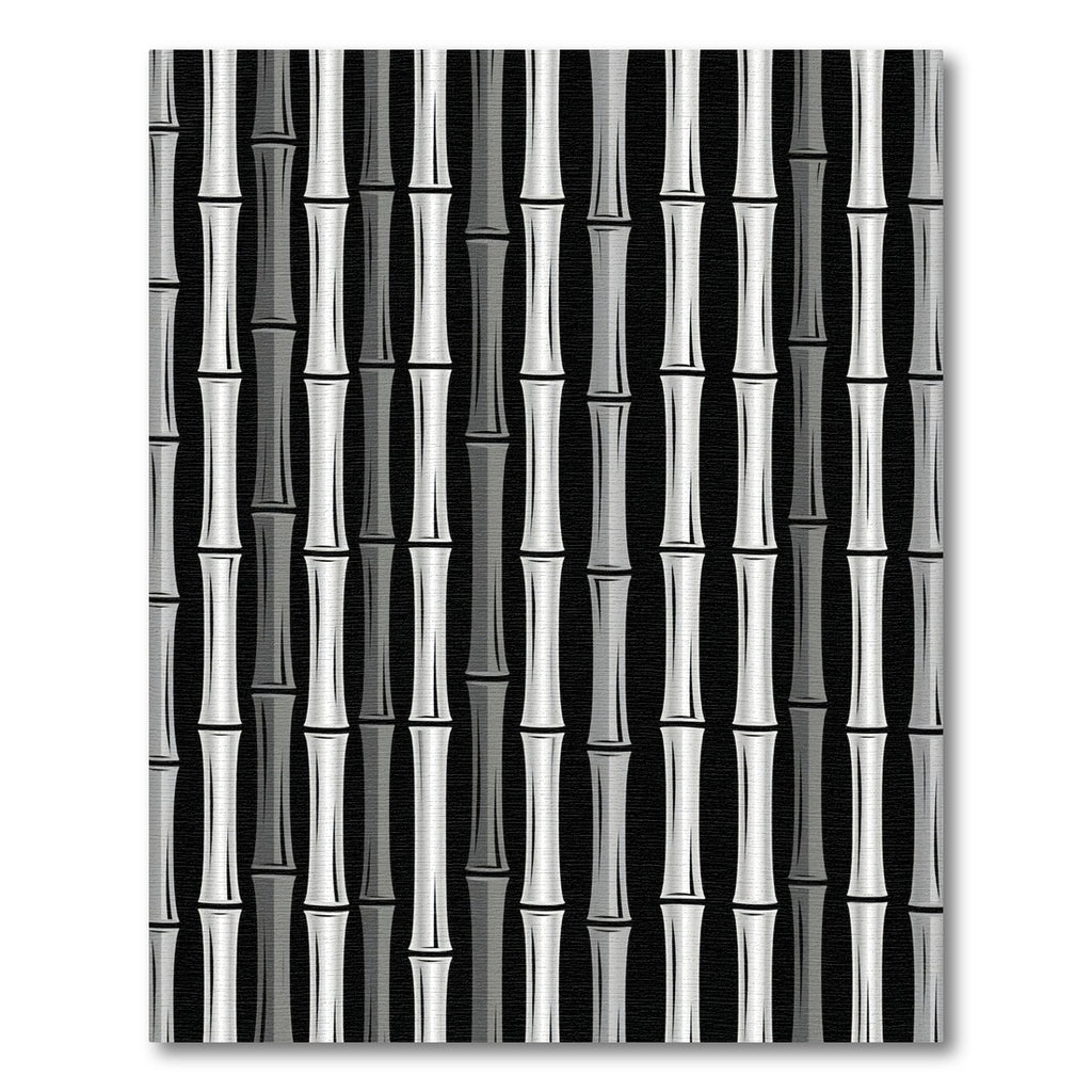 Monochrome Bamboo Stalks Vertical Pattern Rug