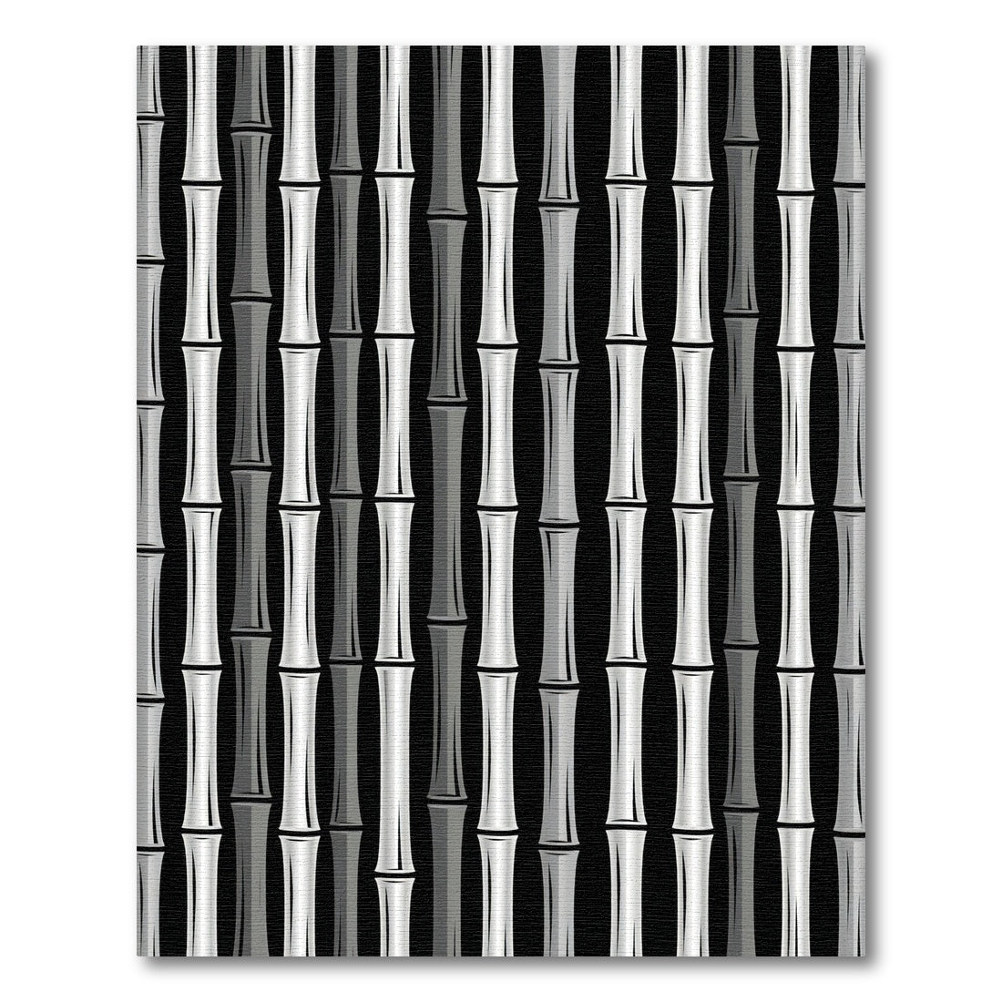 Monochrome Bamboo Stalks Vertical Pattern Rug