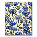 Blue Cornflower Garden Botanical Print Rug