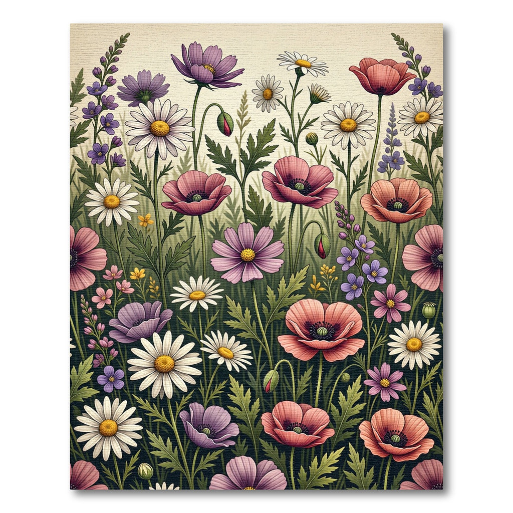 Vibrant Wildflower Field Meadow Garden Rug