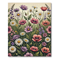 Vibrant Wildflower Field Meadow Garden Rug