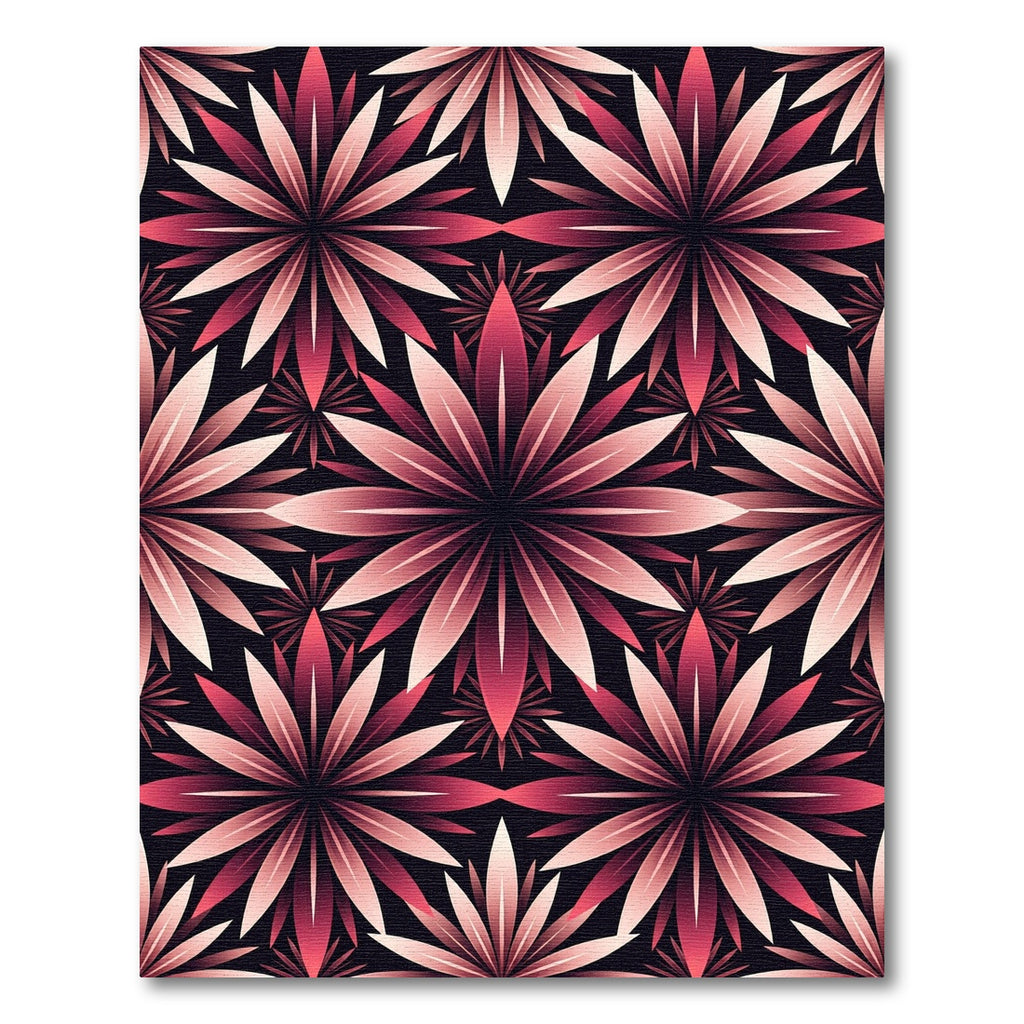 Crimson Petal Radiance Geometric Rug