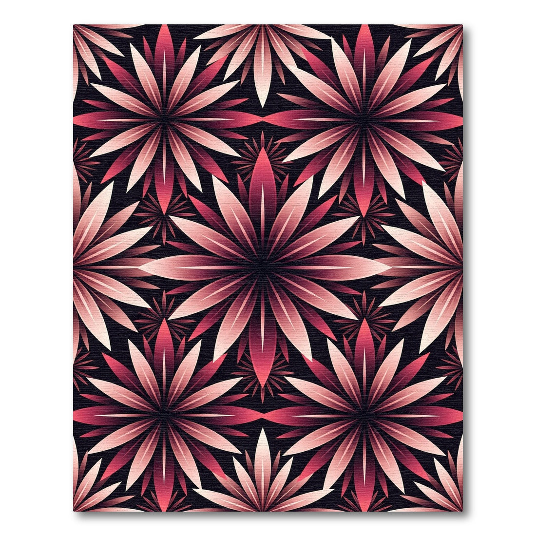 Crimson Petal Radiance Geometric Rug