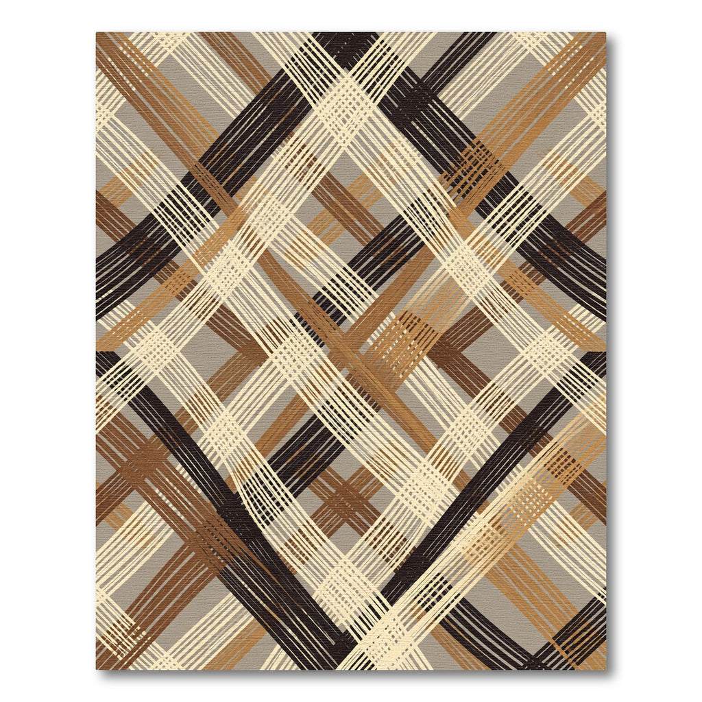 Earthy Brown Diagonal Plaid Weave Rug