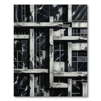 Monochrome Jagged Concrete Marble Blocks Rug
