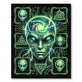 Neon Galactic Alien Cyber Circuit Art Rug