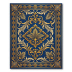 Regal Navy Golden Filigree Palm Rug