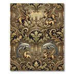 Gilded Griffin Dolphin Candlestick Tapestry Rug