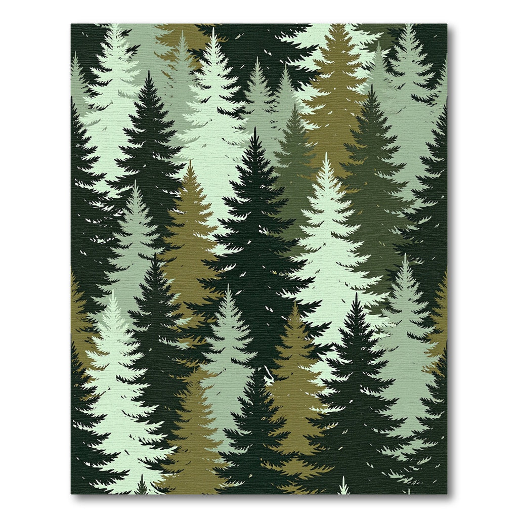 Forest Evergreen Pine Tree Silhouette Rug