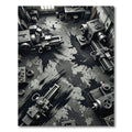 Industrial Monochrome Abstract Machinery Spill Rug