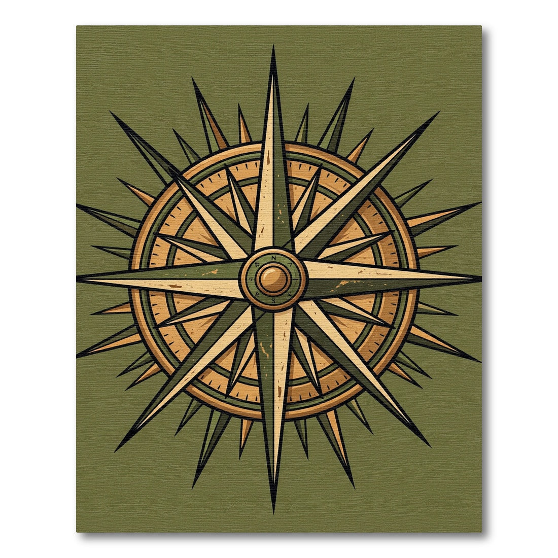 Vintage Compass Rose Needle Rug