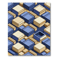 Blue Beige Isometric Boxes Rug