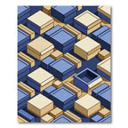 Blue Beige Isometric Boxes Rug