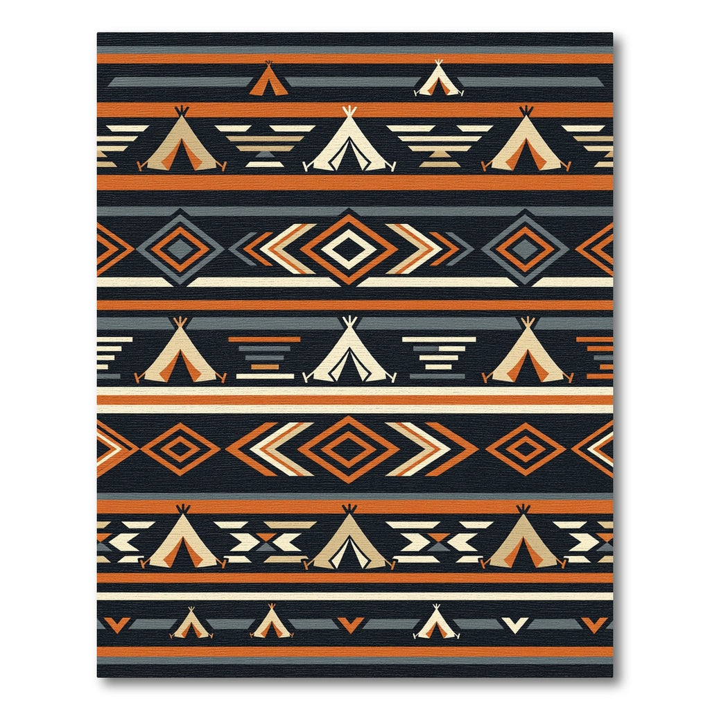 Southwestern Earthy Geometric Teepee Striped Rug