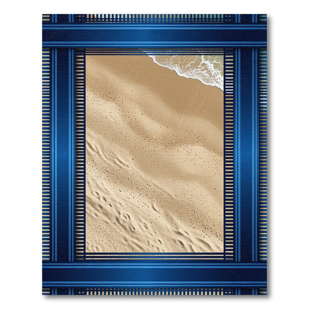 Coastal Blue Framed Sandy Shore Rug