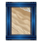 Coastal Blue Framed Sandy Shore Rug