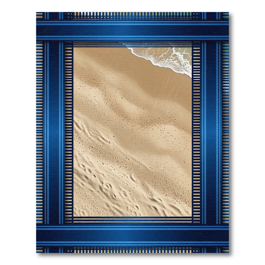 Coastal Blue Framed Sandy Shore Rug
