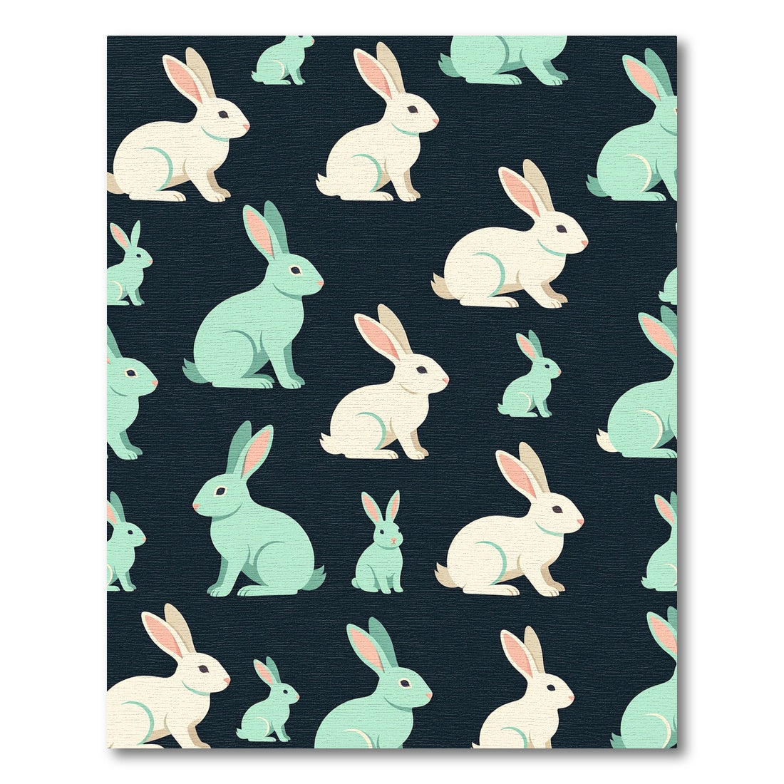 Whimsical Pastel Rabbit Meadow Art Rug