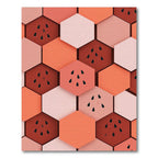 Coral Hexagons Watermelon Seeds Rug