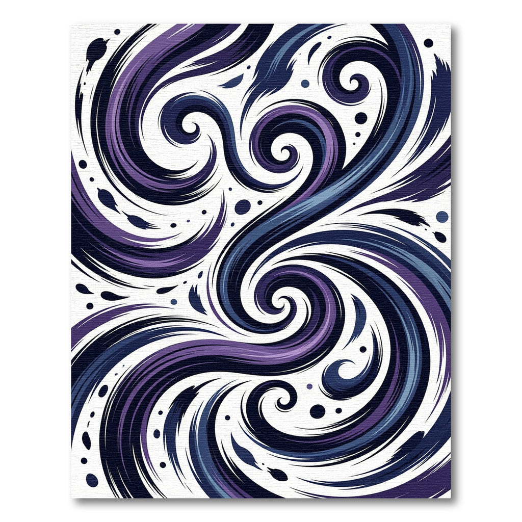 Abstract Swirling Violet and Navy Waves Rug