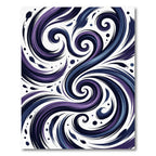 Abstract Swirling Violet and Navy Waves Rug