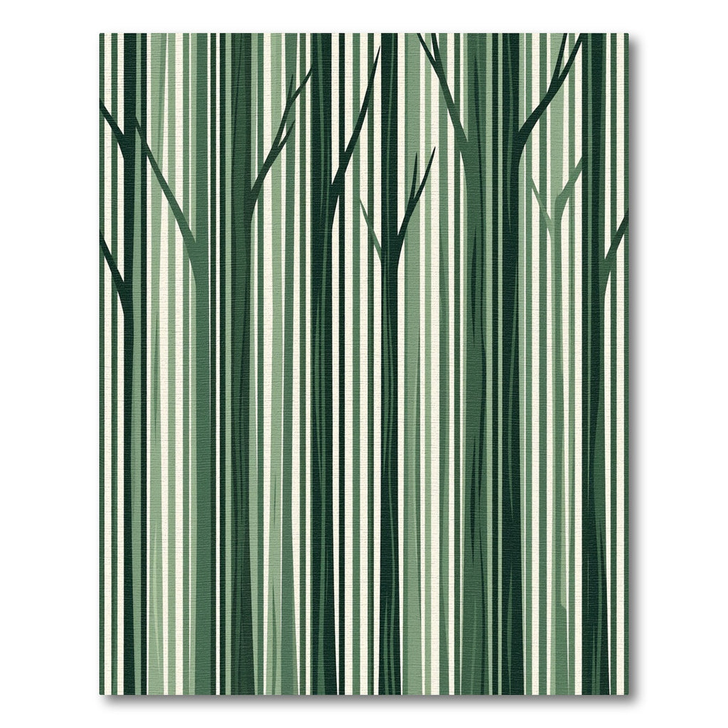 Forest Green Striped Tree Bark Rug