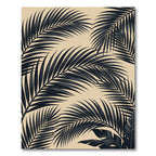 Black Tropical Palm Leaf Botanical Rug