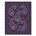 Plum Paisley Floral Border Rug