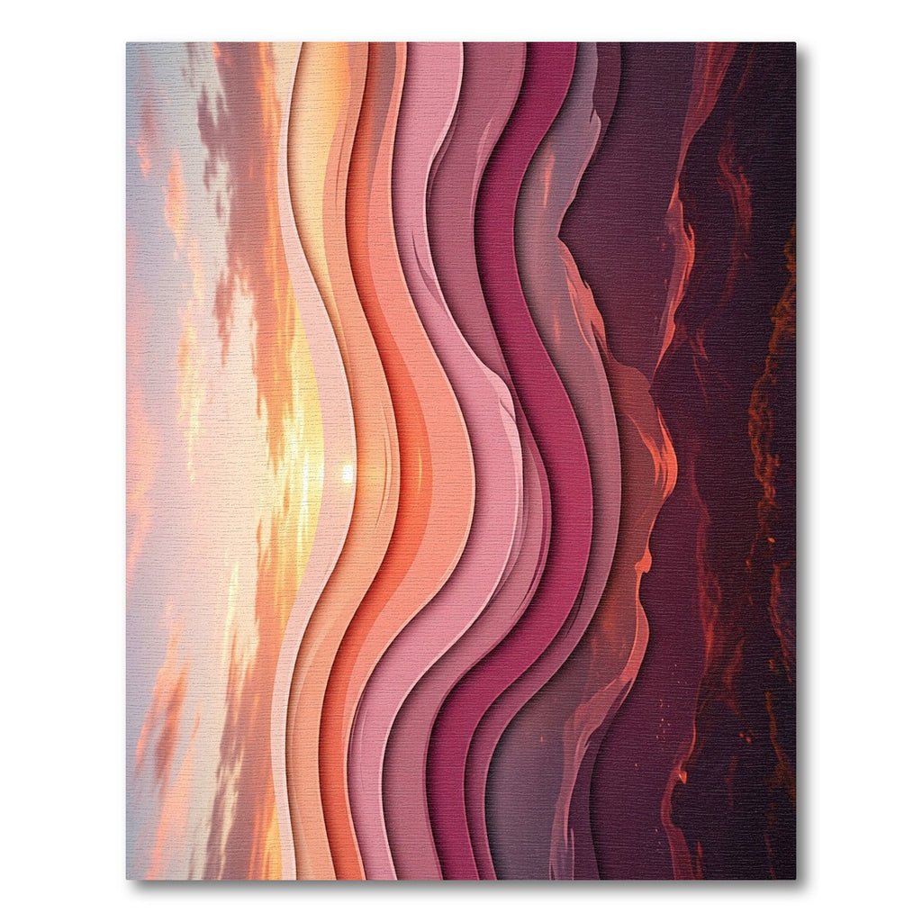 Crimson Sunset Layered Landscape Rug