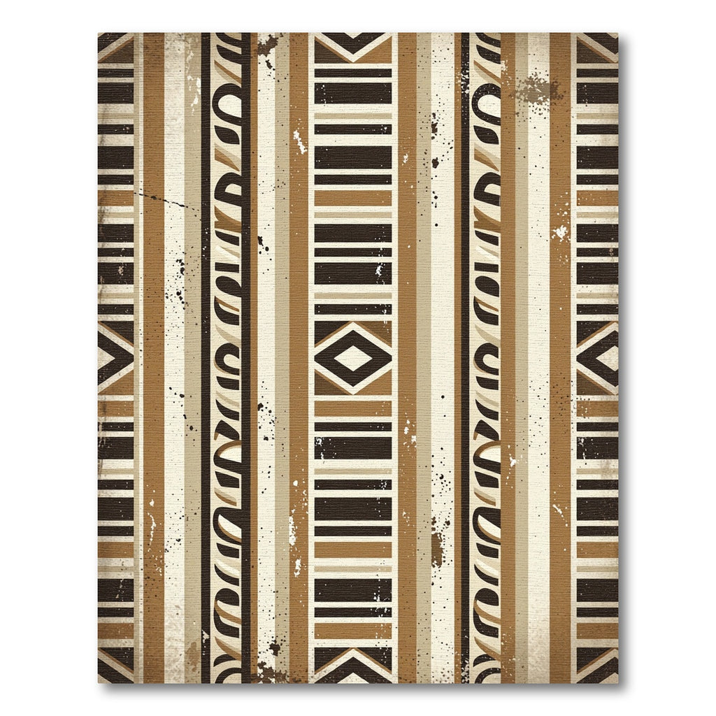 Earthy Geometric Striped Tribal Rug