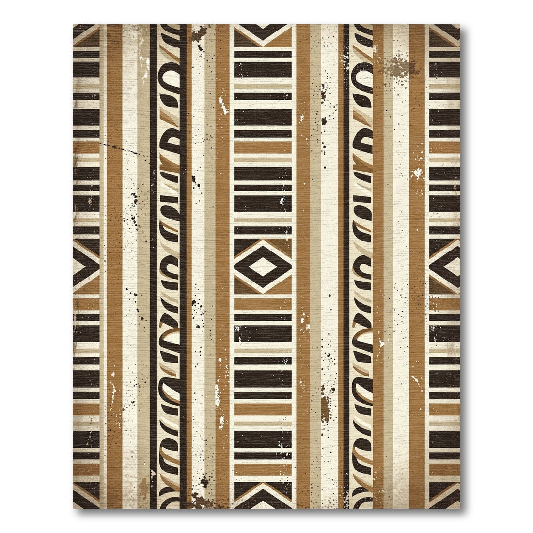 Earthy Geometric Striped Tribal Rug