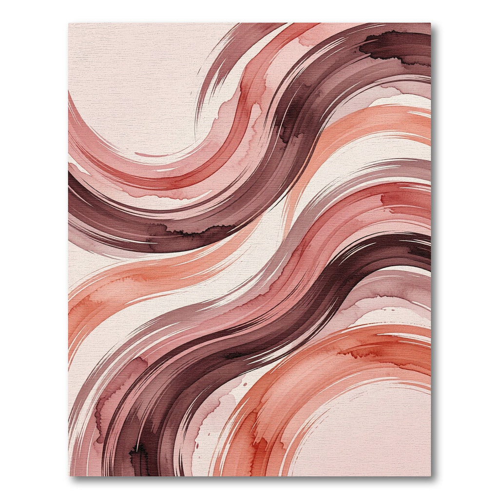 Abstract Terra Cotta Wave Watercolor Rug