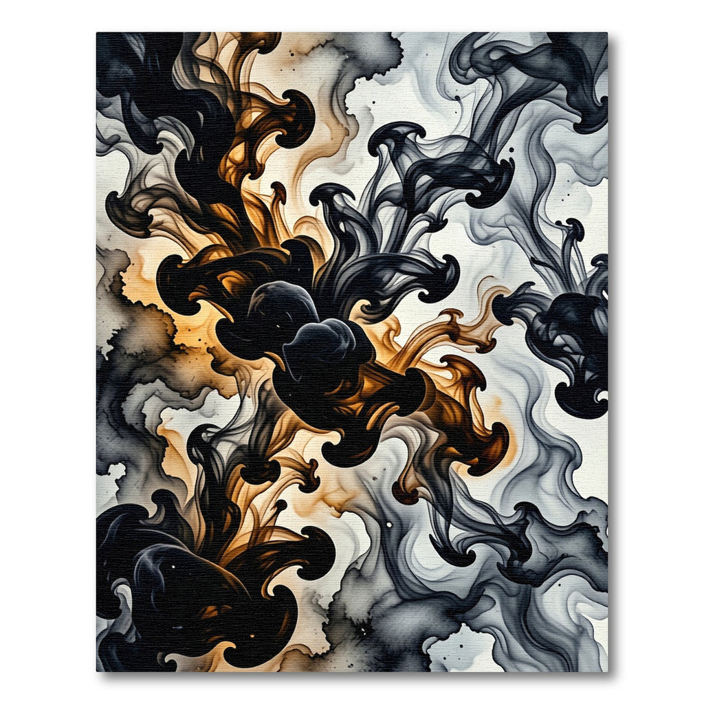 Black Amber Swirl Liquid Art Rug