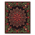 Rich Red Rose Floral Vine Mandala Rug