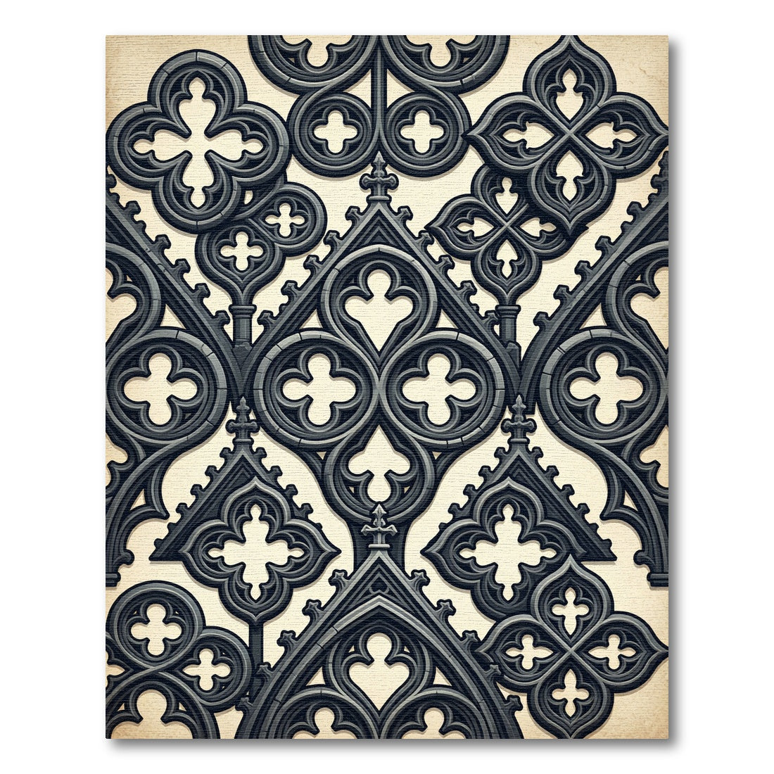 Dark Gray Medieval Gothic Arch Rug