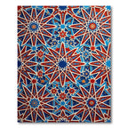 Intricate Crimson and Azure Geometric Star Rug