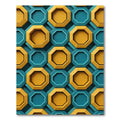 Modern Teal and Golden Octagonal Mosaic Rug