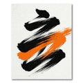 Minimalist Black and Orange Abstract Brushstroke Rug