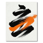 Minimalist Black and Orange Abstract Brushstroke Rug