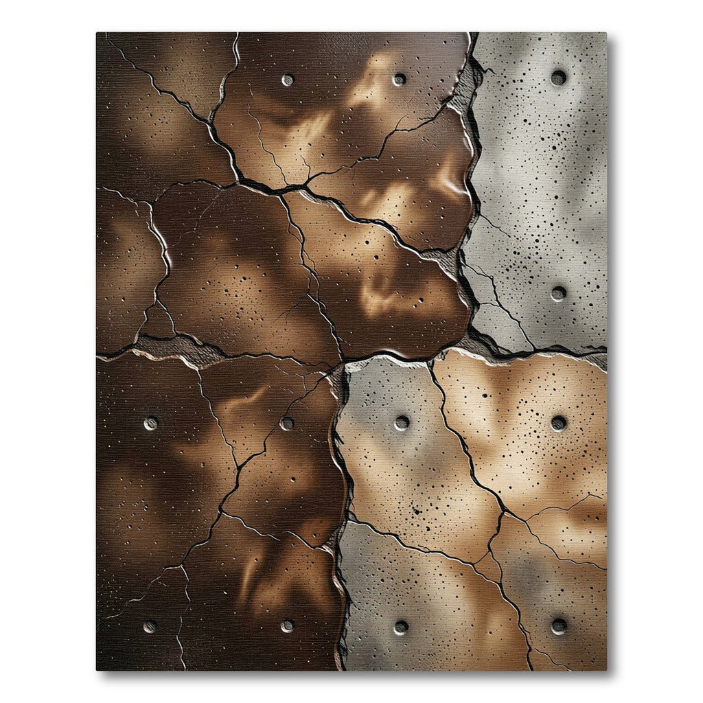 Cracked Metal Earth Tones Rug