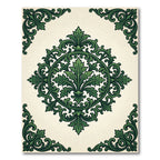 Elegant Emerald Foliage Victorian Medallion Rug