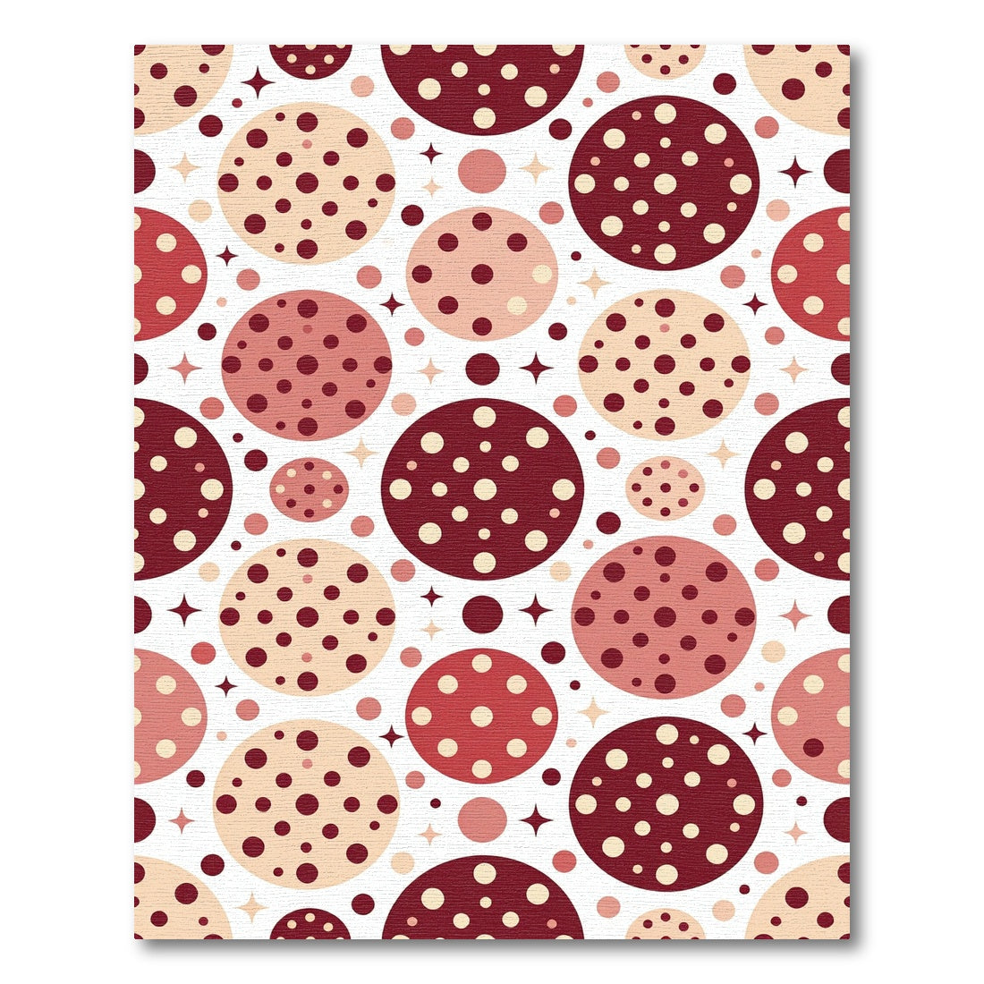 Red Crimson Polka Dot Starburst Spheres Rug
