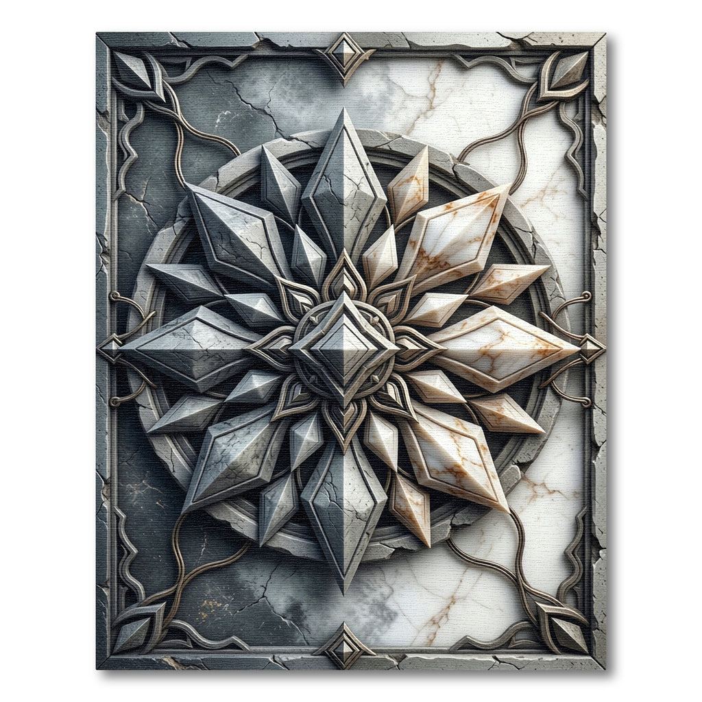 Granite Marble Crystal Starburst Composition Rug