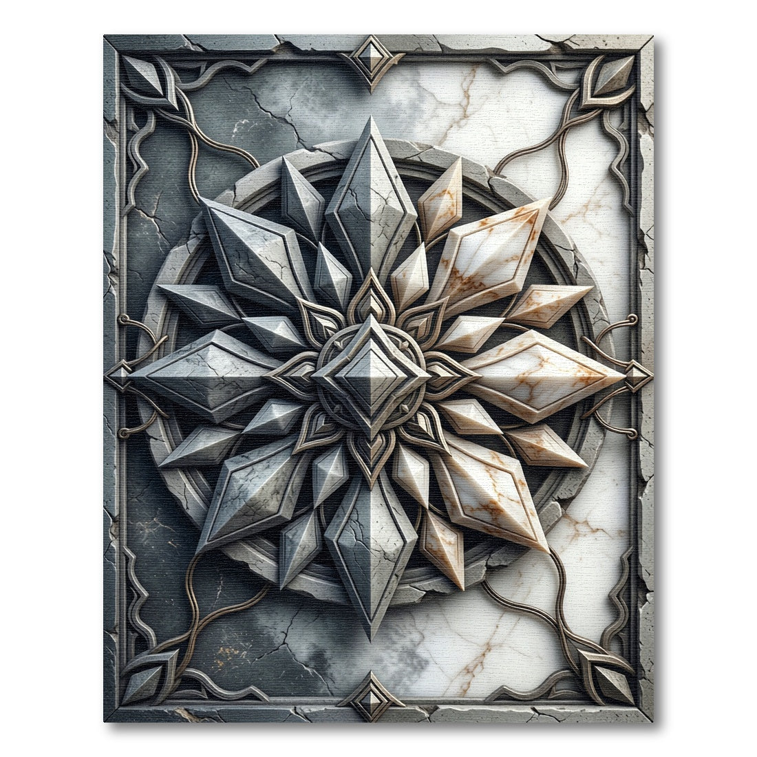 Granite Marble Crystal Starburst Composition Rug