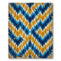 Blue and Gold Abstract Ikat Zigzag Rug