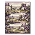 Pastoral Countryside Village Horse Floral Rug