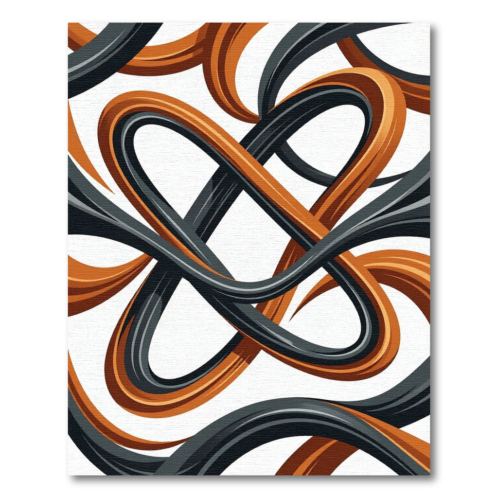 Abstract Intertwined Copper and Slate Flourish Rug