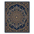 Navy Gold Embellished Paw Mandala Rug